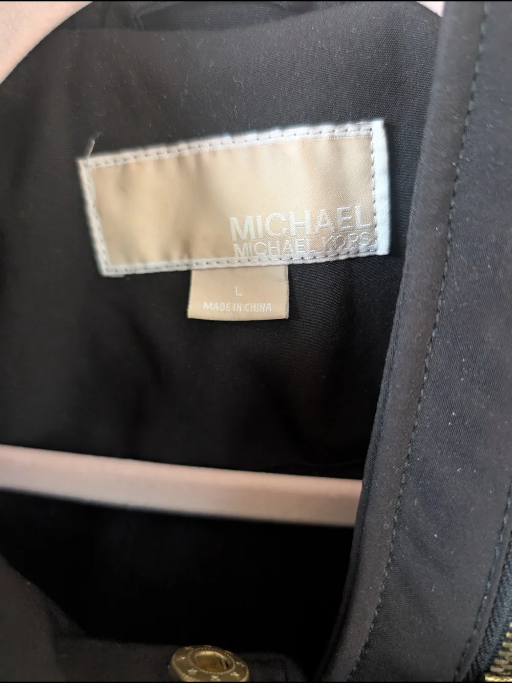 MICHAEL Michael Kors Black Trench Coat with Gold Hardware Accents - Picture 3 of 11